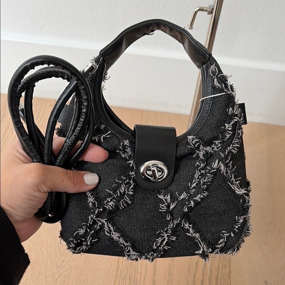 Mini denim distressed bag